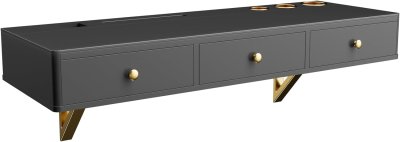 Merax Escritorio de tocador de maquillaje de 47 pulgadas con 3 cajones para organización de joyas de maquillaje, estante multiusos montado en la pared para dormitorio, baño, peluquería, oso 100 libras