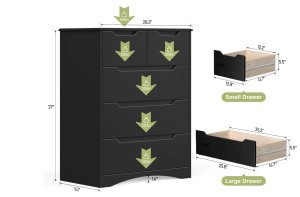 Gavetero 5 gavetas color negro.
