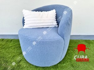 Butaca Roxy, giratoria tapizada con brazo redondo moderno, giratorio de 360 grados.
