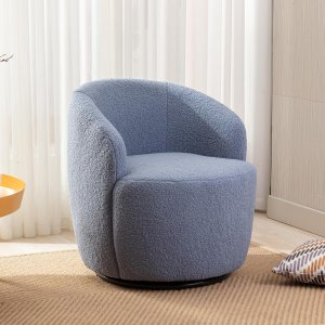 Butaca Roxy, giratoria tapizada con brazo redondo moderno, giratorio de 360 grados.