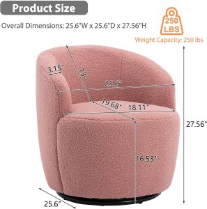 Butaca Roxy, giratoria tapizada con brazo redondo moderno, giratorio de 360 grados.