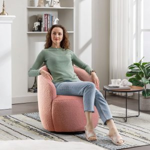 Butaca Roxy, giratoria tapizada con brazo redondo moderno, giratorio de 360 grados.