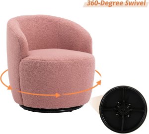 Butaca Roxy, giratoria tapizada con brazo redondo moderno, giratorio de 360 grados.