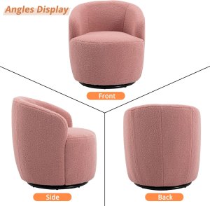 Butaca Roxy, giratoria tapizada con brazo redondo moderno, giratorio de 360 grados.