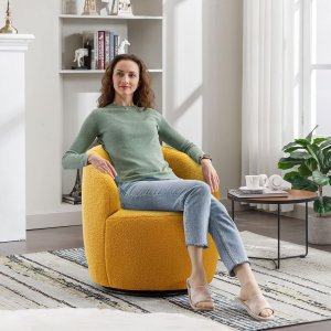 Butaca Roxy, giratoria tapizada con brazo redondo moderno, giratorio de 360 grados.