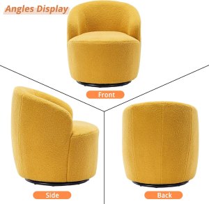 Butaca Roxy, giratoria tapizada con brazo redondo moderno, giratorio de 360 grados.