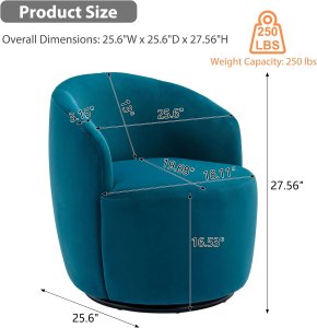 Butaca Roxy, giratoria tapizada con brazo redondo moderno, giratorio de 360 grados.