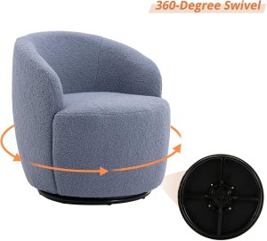 Butaca Roxy, giratoria tapizada con brazo redondo moderno, giratorio de 360 grados.