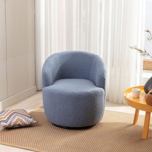 Butaca Roxy, giratoria tapizada con brazo redondo moderno, giratorio de 360 grados.