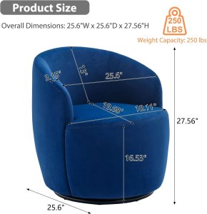 Butaca Roxy, giratoria tapizada con brazo redondo moderno, giratorio de 360 grados.