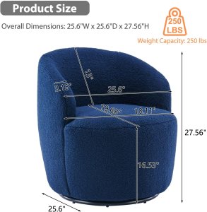 Butaca Roxy, giratoria tapizada con brazo redondo moderno, giratorio de 360 grados.