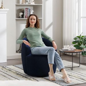 Butaca Roxy, giratoria tapizada con brazo redondo moderno, giratorio de 360 grados.