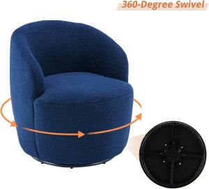 Butaca Roxy, giratoria tapizada con brazo redondo moderno, giratorio de 360 grados.