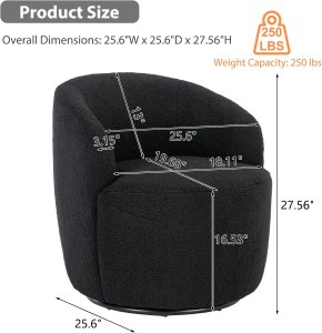 Butaca Roxy, giratoria tapizada con brazo redondo moderno, giratorio de 360 grados.