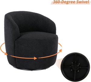 Butaca Roxy, giratoria tapizada con brazo redondo moderno, giratorio de 360 grados.