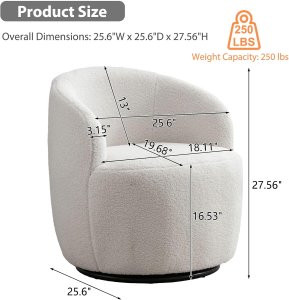 Butaca Roxy, giratoria tapizada con brazo redondo moderno, giratorio de 360 grados.