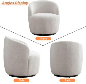 Butaca Roxy, giratoria tapizada con brazo redondo moderno, giratorio de 360 grados.