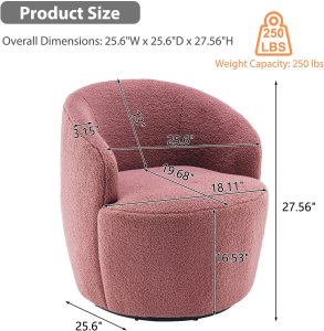 Butaca Roxy, giratoria tapizada con brazo redondo moderno, giratorio de 360 grados.