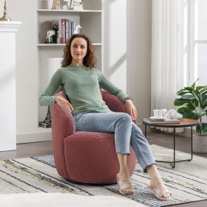 Butaca Roxy, giratoria tapizada con brazo redondo moderno, giratorio de 360 grados.