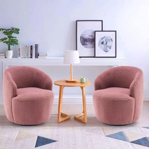 Butaca Roxy, giratoria tapizada con brazo redondo moderno, giratorio de 360 grados.