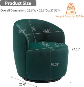 Butaca Roxy, giratoria tapizada con brazo redondo moderno, giratorio de 360 grados.