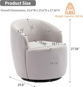 Butaca Roxy, giratoria tapizada con brazo redondo moderno, giratorio de 360 grados.