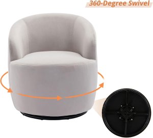 Butaca Roxy, giratoria tapizada con brazo redondo moderno, giratorio de 360 grados.