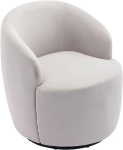 Butaca Roxy, giratoria tapizada con brazo redondo moderno, giratorio de 360 grados.