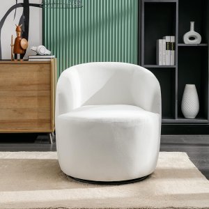 Butaca Roxy, giratoria tapizada con brazo redondo moderno, giratorio de 360 grados.