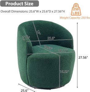 Butaca Roxy, giratoria tapizada con brazo redondo moderno, giratorio de 360 grados.