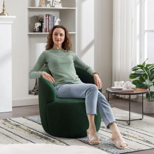 Butaca Roxy, giratoria tapizada con brazo redondo moderno, giratorio de 360 grados.