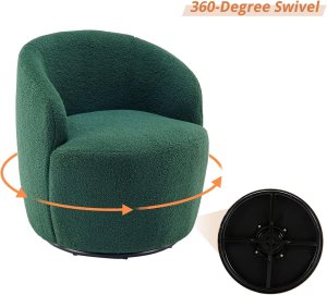 Butaca Roxy, giratoria tapizada con brazo redondo moderno, giratorio de 360 grados.