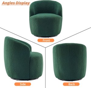 Butaca Roxy, giratoria tapizada con brazo redondo moderno, giratorio de 360 grados.