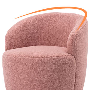 Butaca Roxy, giratoria tapizada con brazo redondo moderno, giratorio de 360 grados.