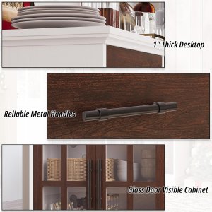 Aparador Amplio de madera color nogal. 55" más luces leds y cristales.