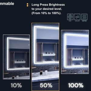 Espejo Led de Baño 24"x 32", 3 Colors Vanity Espejo para Uso Horizontal o Vertical