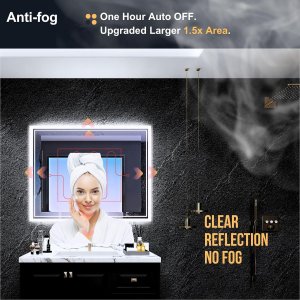 Espejo Led de Baño 24"x 32", 3 Colors Vanity Espejo para Uso Horizontal o Vertical