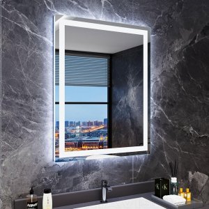 Bathroom LED Mirror 28"x 36", Front Lit and Backlit Bathroom Mirror with Lights,Stepless Dimmable,Anti-Fog, Shatter-Proof, Memory, 3 Colors Smart Mirror Bathroom (Horizontal/Vertical)