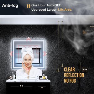 Bathroom LED Mirror 28"x 36", Front Lit and Backlit Bathroom Mirror with Lights,Stepless Dimmable,Anti-Fog, Shatter-Proof, Memory, 3 Colors Smart Mirror Bathroom (Horizontal/Vertical)