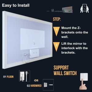 Bathroom LED Mirror 28"x 36", Front Lit and Backlit Bathroom Mirror with Lights,Stepless Dimmable,Anti-Fog, Shatter-Proof, Memory, 3 Colors Smart Mirror Bathroom (Horizontal/Vertical)
