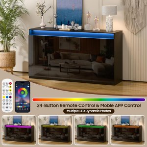 Aparador multifuncional + luces leds + estación de carga.