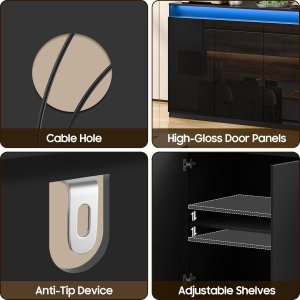 Aparador multifuncional + luces leds + estación de carga.