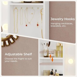 Vanity - Escritorio de tocador grande de 48,8 pulgadas con espejo iluminado y toma de corriente.