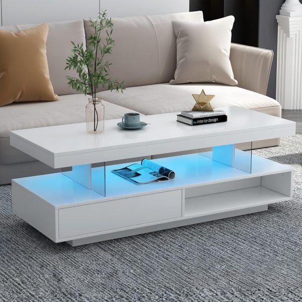 Mesa auxiliar LED con Gavetas.