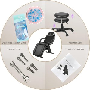 Camilla de Masajes con banqueta para salones de Belleza.