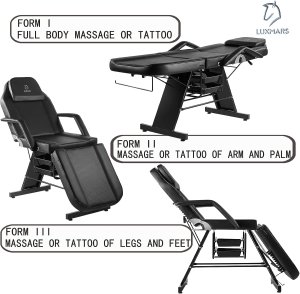 Camilla de Masajes con banqueta para salones de Belleza.