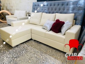 Chaise longue PRETTY FLOW en polipiel Beige