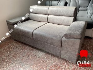 Sofá Andrea en polipiel gris aspeada