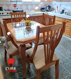 Comedor "Tropical" 4 sillas Madera color Natural