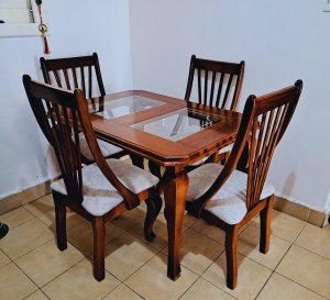Comedor "Tropical" 4 sillas Madera color Natural